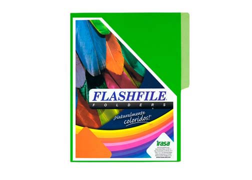 FOLDER FLASHFILE BITONO VERDE LIMÓN T/C PAQ. DE 50 UND EN BOLSA 135G